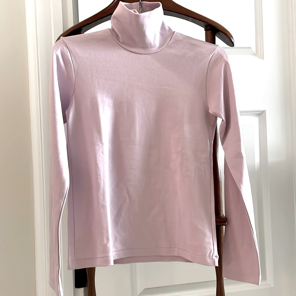 🌻2for$25—Uniqlo Stretch Cotton Turtleneck, Pink, Size XXS